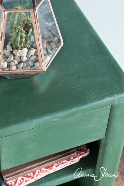 Amsterdam Green painted sidetable closeup